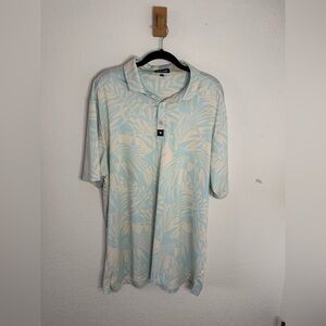 Bad Birdie Tropical Blue and Cream Polo